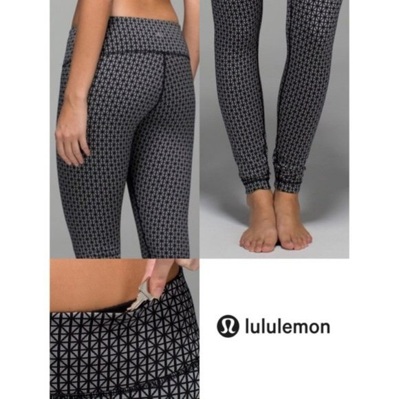 Lululemon Wunder Under Geometric Black Silver Leggings, Sz 4 - Picture 1 of 6